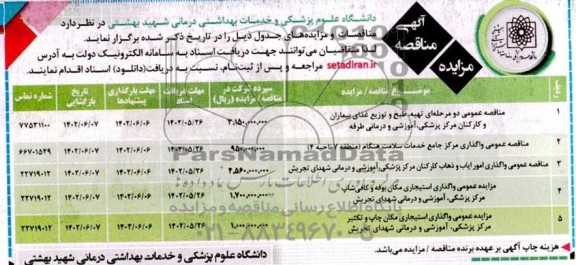 مناقصه و مزایده واگذاری استیجاری مکان بوفه و کافی شاپ و...