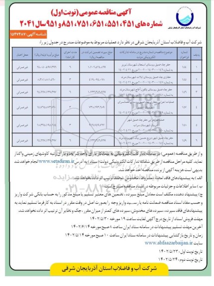 فراخوان مناقصه حفر چاه عمیق روستا ...