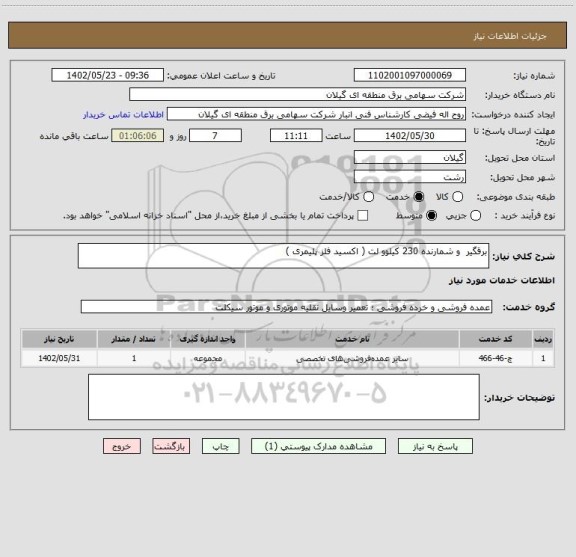 استعلام برقگیر  و شمارنده 230 کیلوو لت ( اکسید فلز پلیمری )