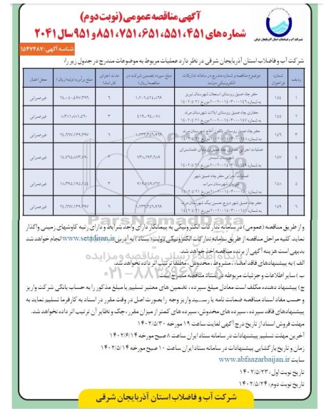 فراخوان مناقصه حفر چاه عمیق روستا ... - نوبت دوم 