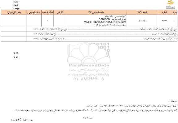 استعلام رلیف والو