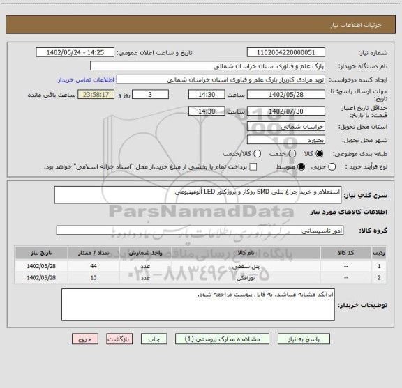 استعلام استعلام و خرید چراغ پنلی SMD روکار و پروژکتور LED آلومینیومی