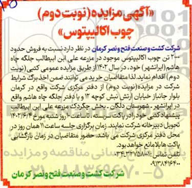 مزایده فروش چوب اکالیپتوس