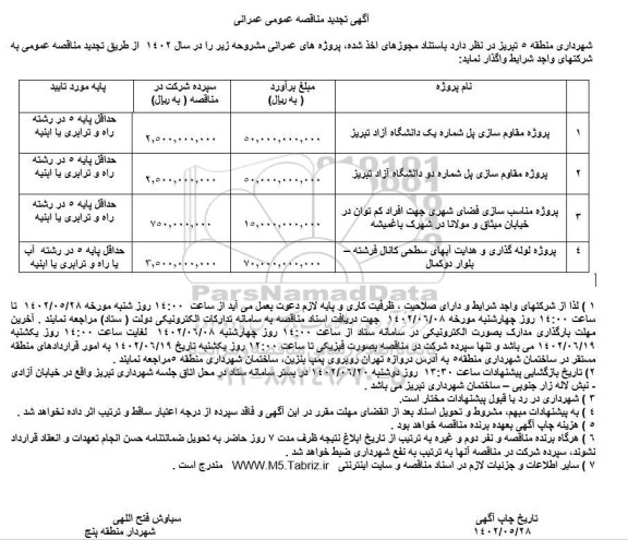 تجدید پروژه مقاوم سازی پل شماره یک دانشگاه آزاد ...