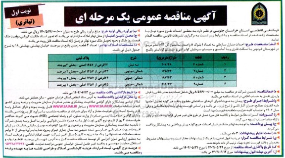 مناقصه احداث طرح ....