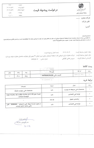 استعلام کابینت خالی OUTDOOR DLC30