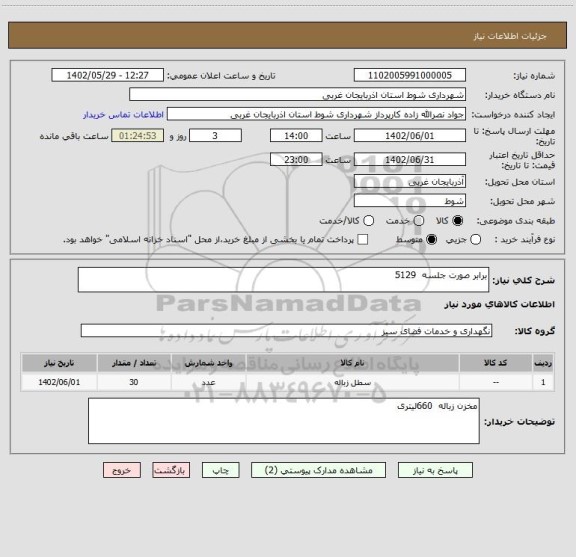 استعلام برابر صورت جلسه  5129