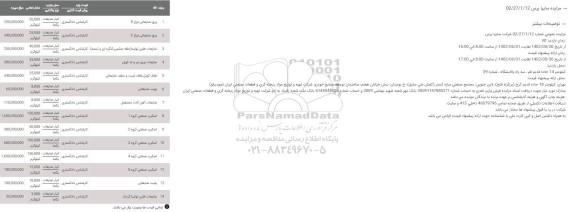 مزایده ورق ضایعاتی و...