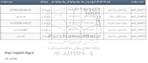 استعلام OVERLOAD RELAY ...