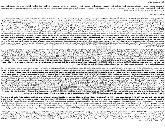 مزایده فروش 180 من مشاع زمین آبی و 180 من مشاع زمین دیم