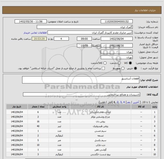 استعلام قطعات آسانسور