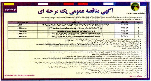 مناقصه خرید 200.000 متر انواع کابل خودنگهدار فشار ضعیف ...- نوبت دوم 