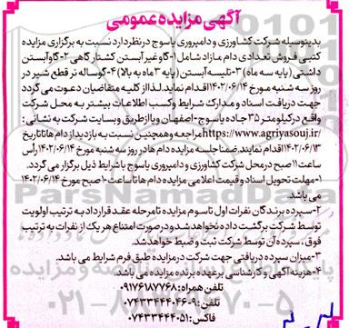 مزایده فروش تعدادی دام مازاد 