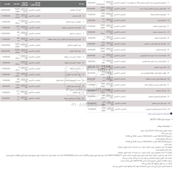 مزایده آهن آلات ضایعاتی و ...