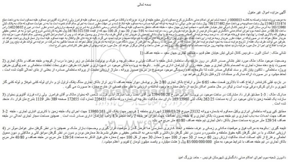مزایده فروش ملک به پلاک ثبتی 163/13960