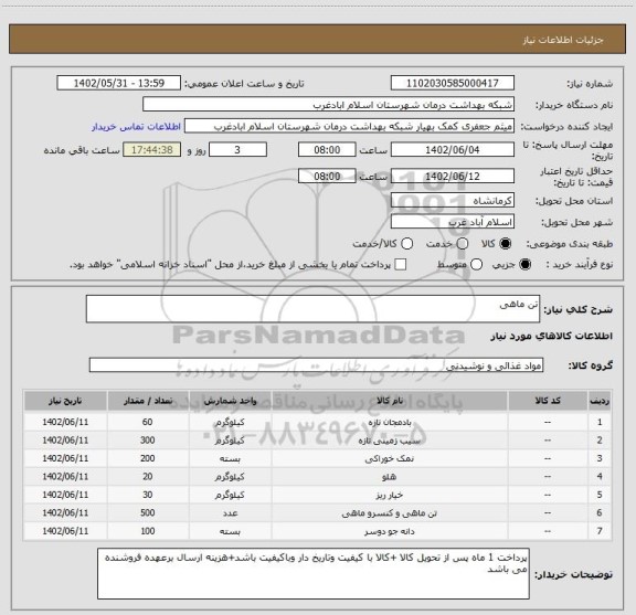 استعلام تن ماهی