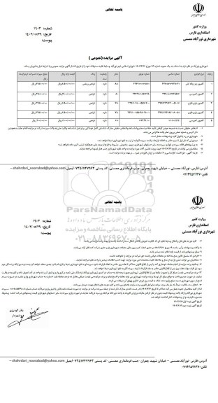 مزایده فروش وسایط نقلیه مستهلک