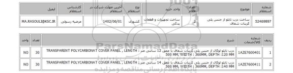 استعلام، ساخت درب تابلو از جنس پلی کربنات شفاف