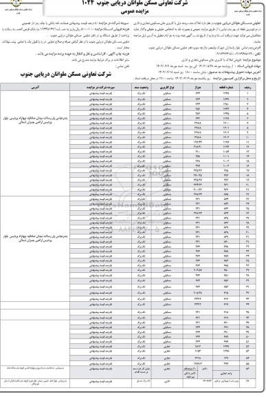 مزایده فروش املاک با کاربری های مسکونی - تجاری و اداری