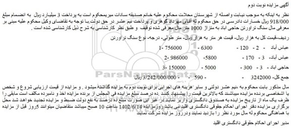 مزایده سنگ تراورتن