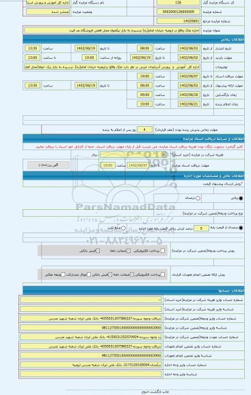 مزایده ، اجاره ملک واقع در ارومیه خیابان امام(ره) نرسیده به بازار نیکخواه محل فعلی فروشگاه مد فیت