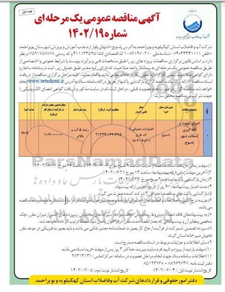 مناقصه اجرای مرمت و لکه گیری آسفالت شهر