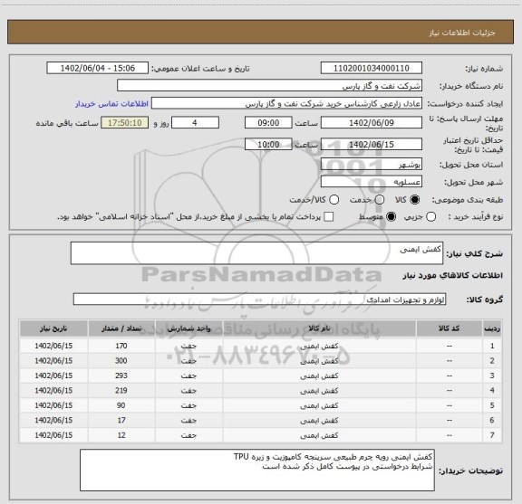استعلام کفش ایمنی