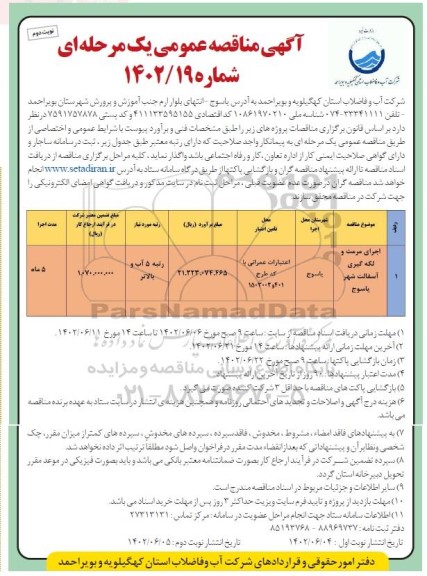 مناقصه اجرای مرمت و لکه گیری آسفالت شهر - نوبت دوم
