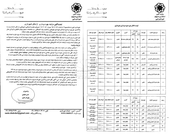 تجدید مزایده بهره برداری از اماکن شهرداری