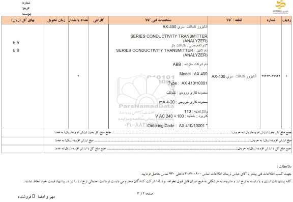 استعلام آنالیزور کنداکت سری AX - 400 