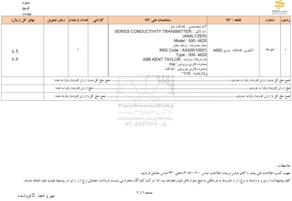 استعلام آنالیزور کنداکت سری 4600 