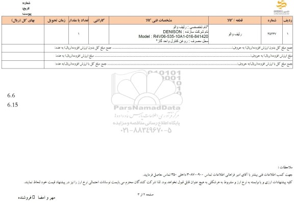 استعلام رلیف والو