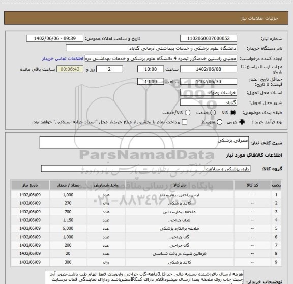استعلام مصرفی پزشکی