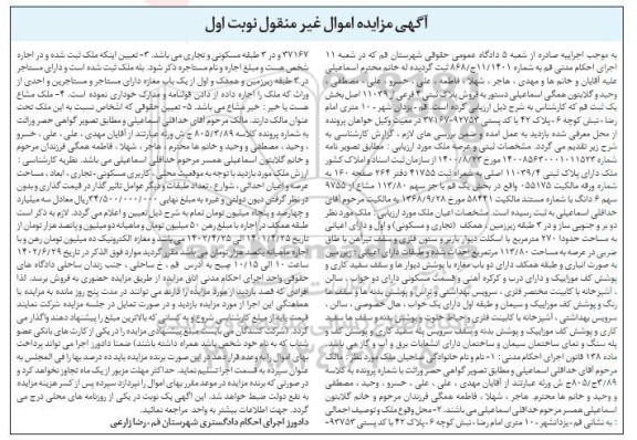 مزایده فروش پلاک ثبتی 4 فرعی از 11039 اصلی