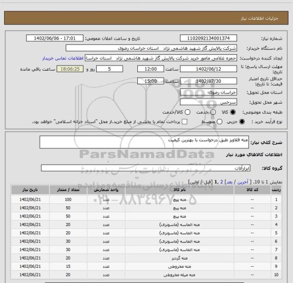 استعلام مته قلاویز طبق درخواست با بهترین کیفیت