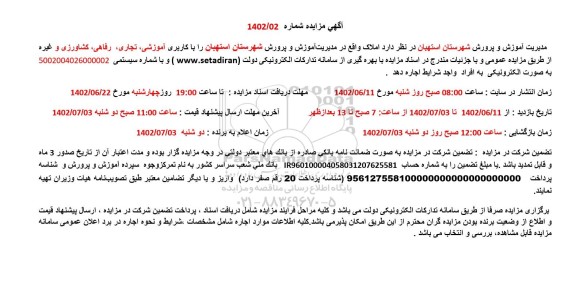 مزایده اجاره املاک