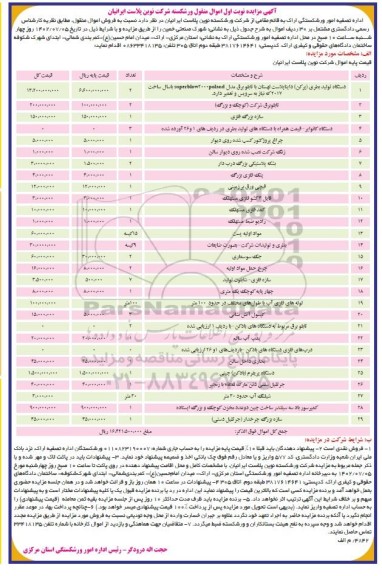 مزایده دستگاه تولید بطری ....