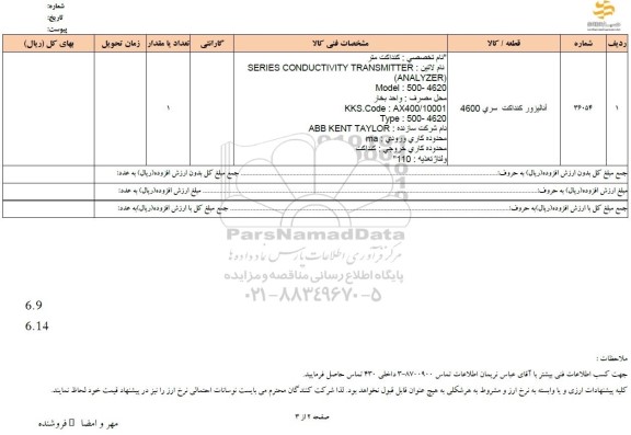 استعلام آنالیزور کنداکت سری 4600 