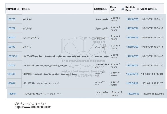 استعلام لوله فولادی و ...