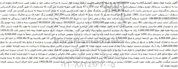 آگهی مزایده خودرو سواری سیتروئن-زانتیا