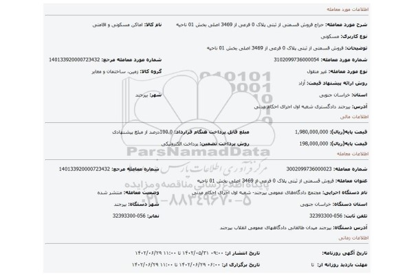 فروش قسمتی از ثبتی پلاک 0 فرعی از 3469 اصلی بخش 01 ناحیه