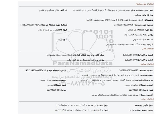 فروش قسمتی از  ثبتی پلاک 0 فرعی از 3469 اصلی بخش 01 ناحیه