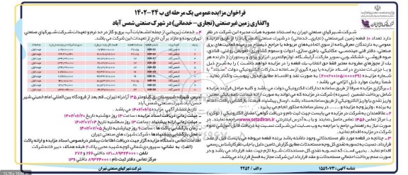 مزایده تعداد 10 قطعه زمین غیر صنعتی( تجاری - خدماتی )