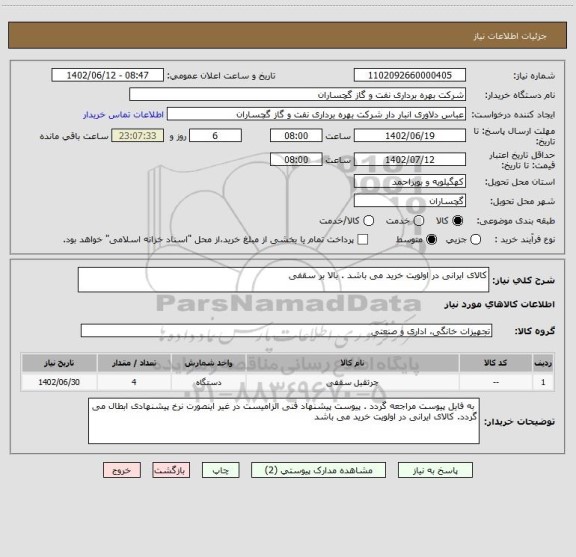 استعلام کالای ایرانی در اولویت خرید می باشد . بالا بر سقفی