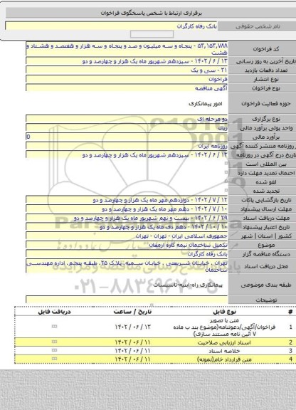 مناقصه, تکمیل ساختمان نیمه کاره ارمغان