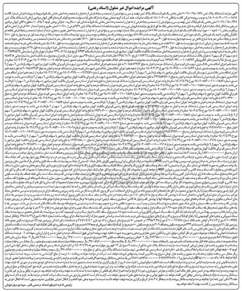 آگهی مزایده ششدانگ پلاک ثبتی 10610/650/935 اصلی