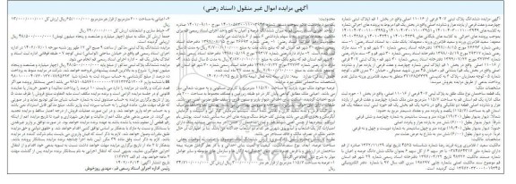 مزایده ششدانگ پلاک ثبتی 407 فرعی از 11016 اصلی