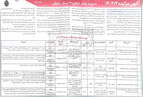 مزایده عمومی املاک مازاد بر نیاز