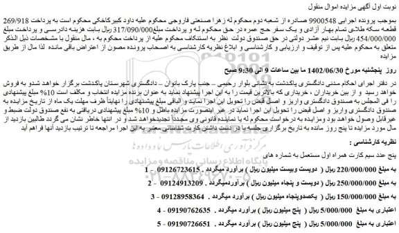مزایده فروش پنج عدد سیم کارت همراه اول