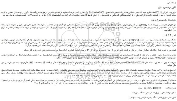 مزایده قطعه زمینی با مساحت 150 مترمربع
